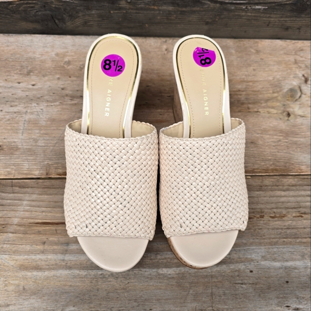 Etienne Aigner Daiquiri Costal Boho Luxe Mule Platform Cork Wedge Sandals 8.5M - Picture 8 of 16
